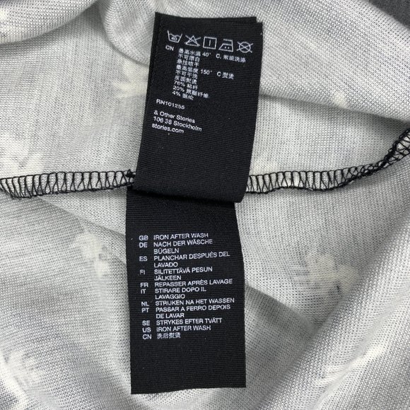 & Other Stories Black White Shift Mini Long Sleeve Dress Cactus Print 4 - Picture 7 of 15